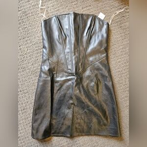 Black Strapless Leather Dress